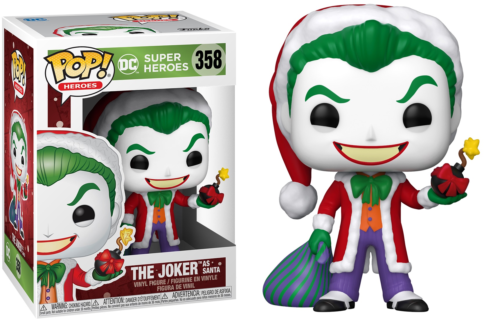 Merchandising Dc Comics: Funko Pop! Heroes - The Joker As Santa (Vinyl Figure 358) NUOVO SIGILLATO, EDIZIONE DEL 07/10/2020 SUBITO DISPONIBILE