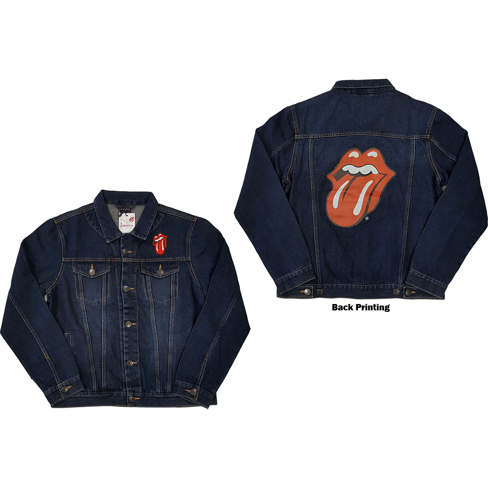 Abbigliamento Rolling Stones (The): Classic Tongue Denim Jacket (Back Print) (Giacca Unisex Tg. L) NUOVO SIGILLATO SUBITO DISPONIBILE