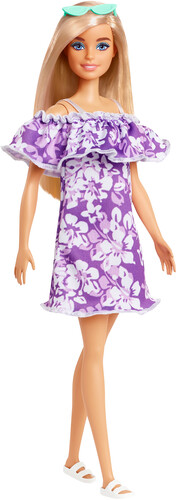 Merchandising Barbie: Mattel - Loves The Ocean Purple Floral Dress With Ruffle NUOVO SIGILLATO, EDIZIONE DEL 13/07/2021 SUBITO DISPONIBILE