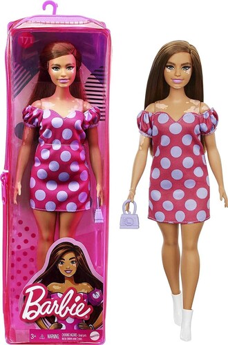 Merchandising Barbie: Mattel - Fashionista Doll 16 / Bambola Castana con Vitiligine, Vestitino a Pois e Accessori NUOVO SIGILLATO, EDIZIONE DEL 18/08/2021 SUBITO DISPONIBILE