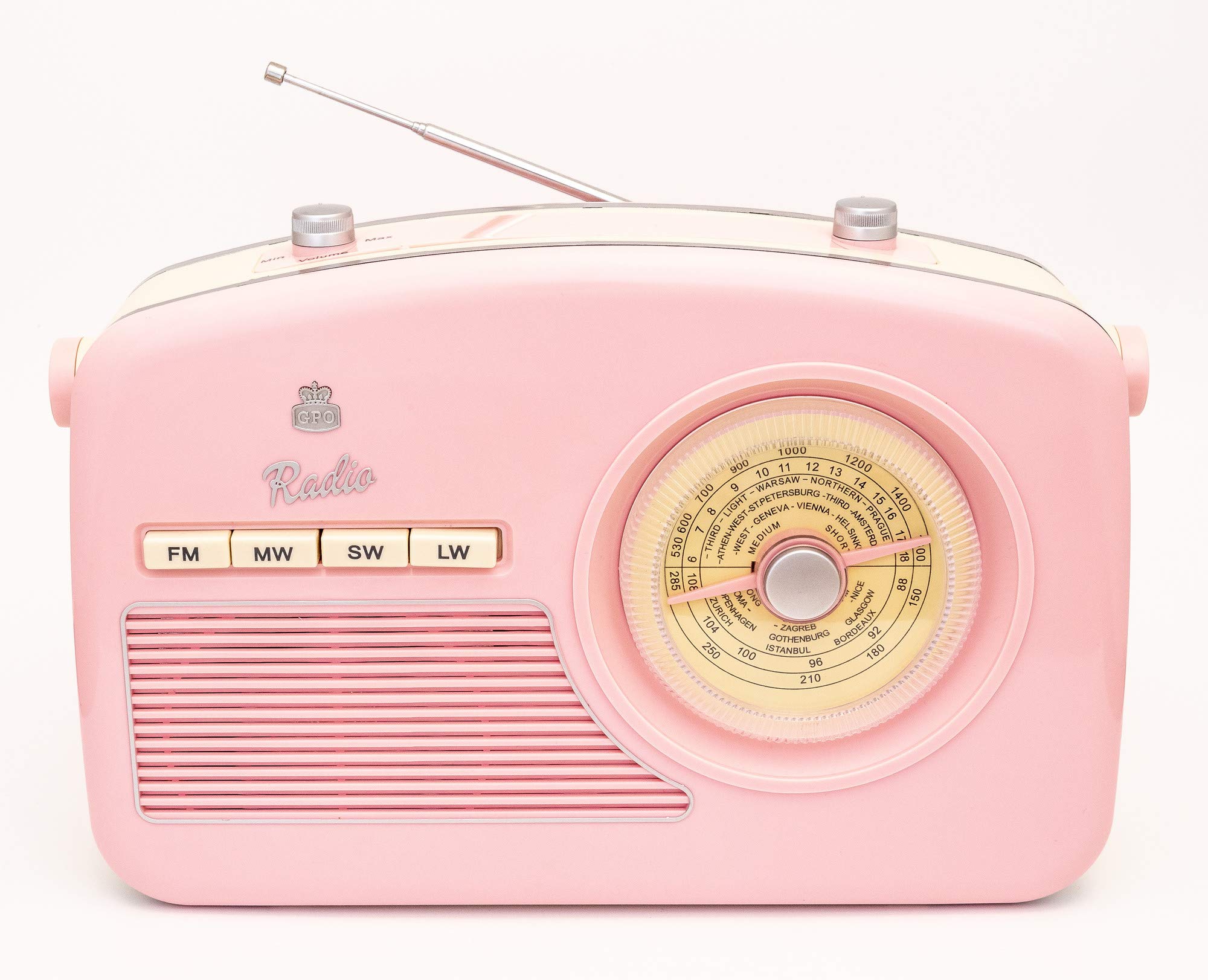 Audio & Hi-Fi Gpo: Retro Portable 4-Band Fm/Mw/Sw/Lw Radio Radio With Retro Dial Face Pink NUOVO SIGILLATO SUBITO DISPONIBILE