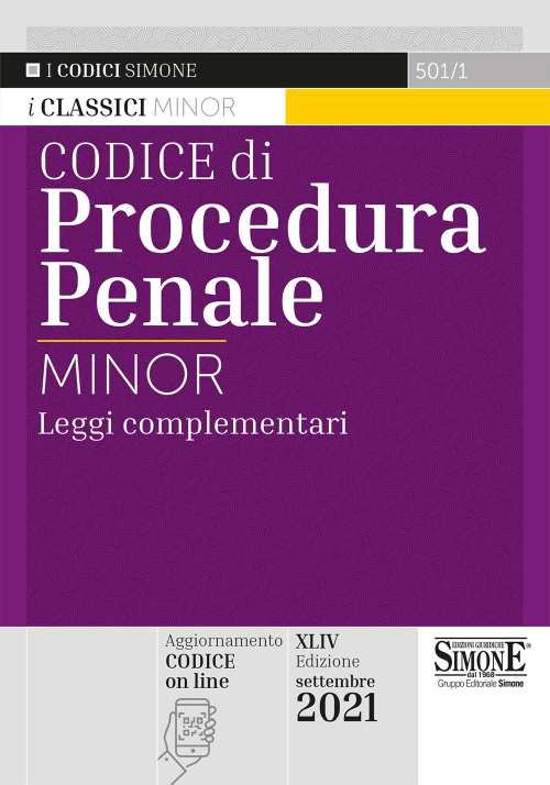 Libri Codice Di Procedura Penale E Leggi Complementari. Ediz. Minor NUOVO SIGILLATO, EDIZIONE DEL 13/09/2021 SUBITO DISPONIBILE