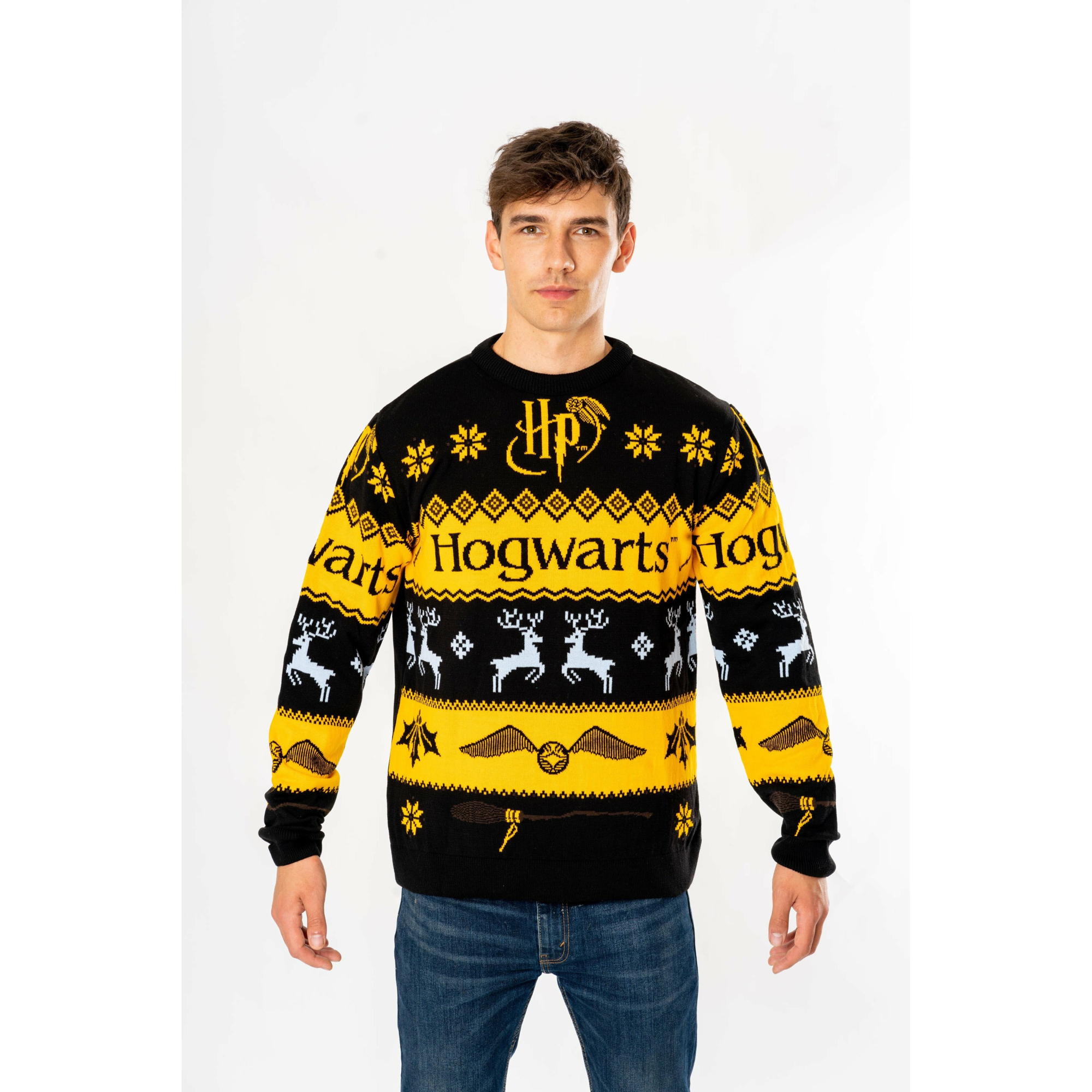 Abbigliamento Harry Potter: Deluxe Christmas Hogwarts Knitted Jumper (Maglione Unisex Tg. S) NUOVO SIGILLATO SUBITO DISPONIBILE