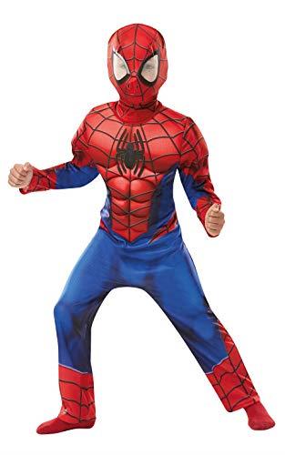 Merchandising Marvel: Rubie's - Spider-Man - Costume Deluxe (Tuta Con Petto Muscoloso E Maschera Di Tessuto Tg. S) NUOVO SIGILLATO, EDIZIONE DEL 08/02/2022 SUBITO DISPONIBILE