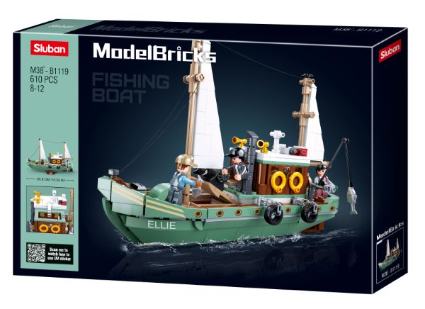 Merchandising Sluban: Model Bricks - Fishing Boat 610 Pz NUOVO SIGILLATO, EDIZIONE DEL 21/09/2022 SUBITO DISPONIBILE