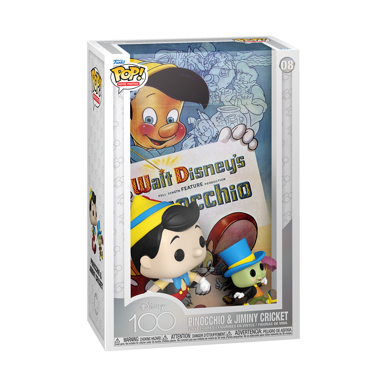 Merchandising Disney:  Pop Movie Posters - 100 - Pinocchio & Jimmy Cricket Vinyl Figure 08 NUOVO SIGILLATO EDIZIONE DEL SUBITO DISPONIBILE