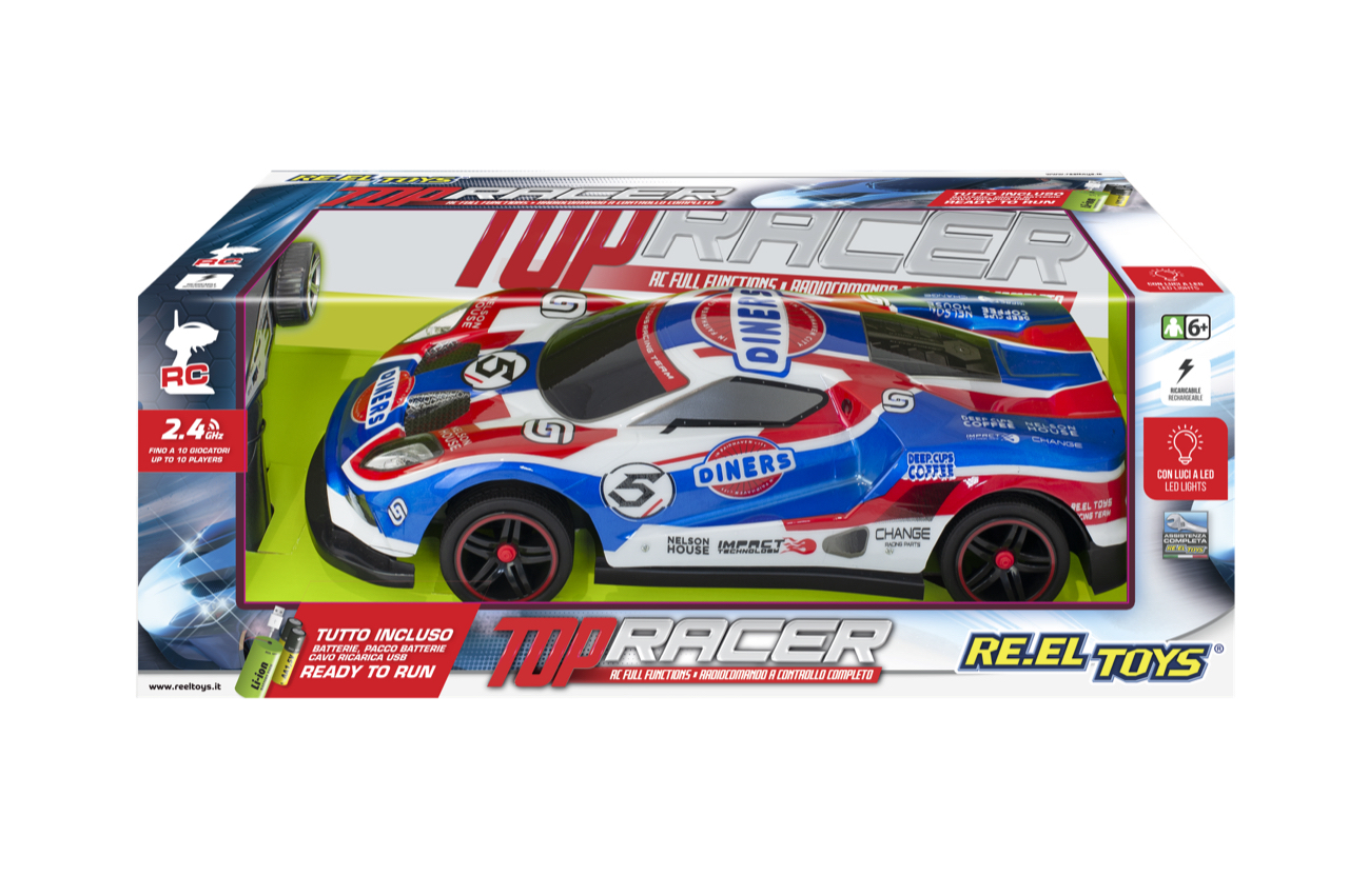 Merchandising Reel Toys: Top Racer: Full Functions Rc 2.4Ghz - With Front Lights - Lithium Battery + Usb Charging Cable + Aa Batteries For The Transmitter Included NUOVO SIGILLATO, EDIZIONE DEL 19/10/2022 SUBITO DISPONIBILE