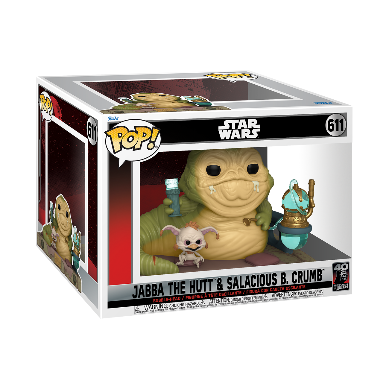 Merchandising Star Wars: Funko Pop! - The Return Of The Jedi 40Th - Jabba The Hutt & Salacious B. Crumb (Vinyl Figure 611) NUOVO SIGILLATO, EDIZIONE DEL 30/06/2023 SUBITO DISPONIBILE