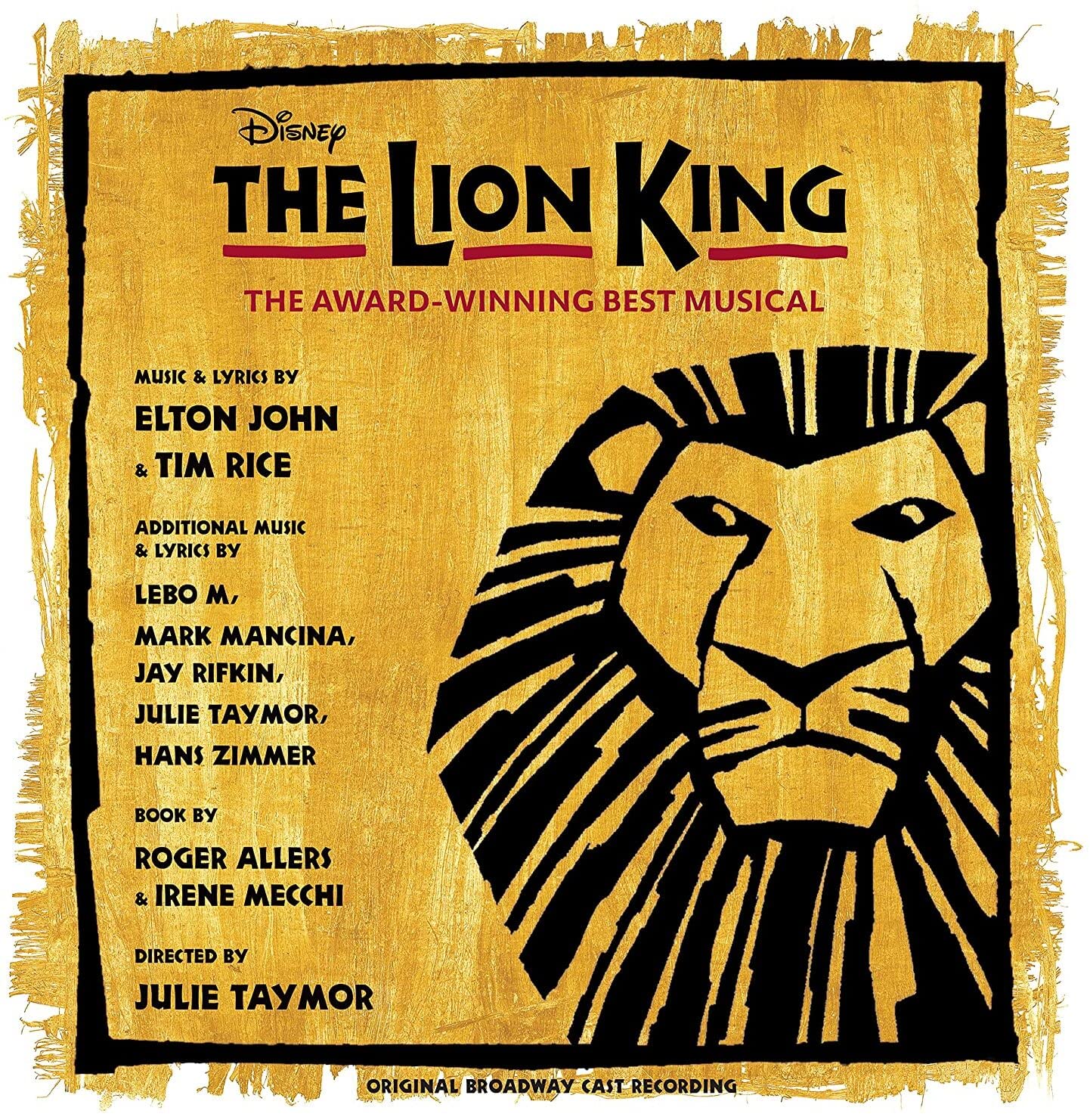Vinile Elton John / Tim Rice - The Lion King (Original Broadway Cast Recording) (Gold and Black Splatter Vinyl) (2 Lp) NUOVO SIGILLATO, EDIZIONE DEL 17/12/2022 SUBITO DISPONIBILE