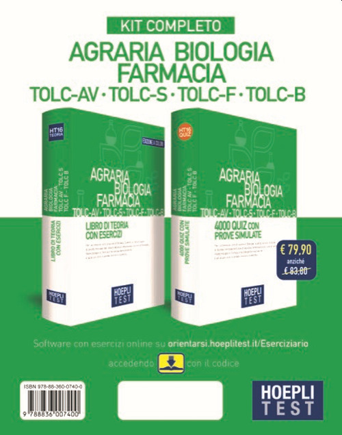 Libri  Test. Agraria Biologia Farmacia TOLC-AV TOLC-S TOLC-F TOLC-B. Kit Completo NUOVO SIGILLATO EDIZIONE DEL SUBITO DISPONIBILE