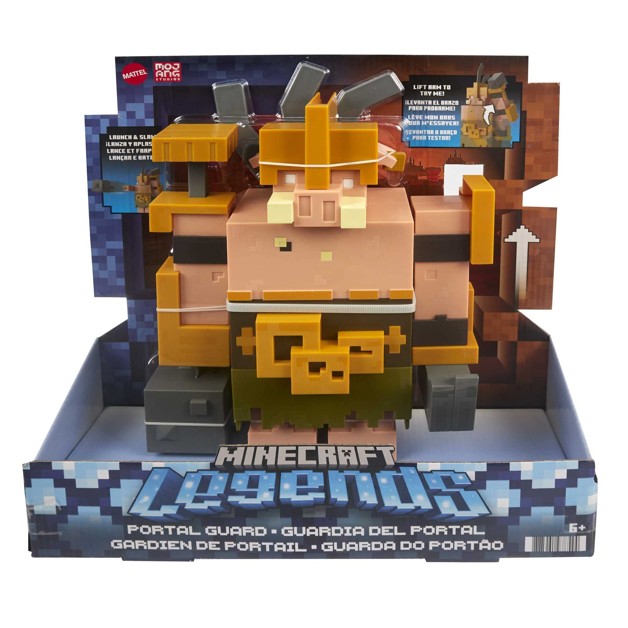 Minecraft - Personaggio Guardiano del Portale con mossa di attacco e accessorio Action figure da collezione Legends alta più di 8 cm giocattolo per bambini 6+ anni GYR77