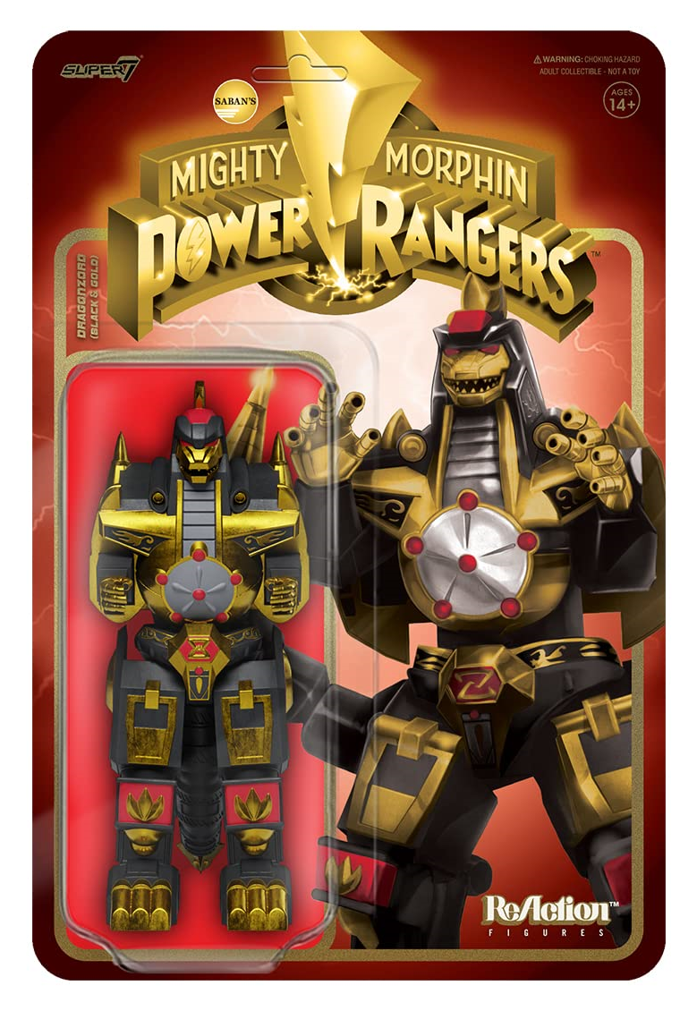 Merchandising Mighty Morphin Power Rangers:  - Reaction Figure - Dragonzord & Gold NUOVO SIGILLATO EDIZIONE DEL SUBITO DISPONIBILE nero