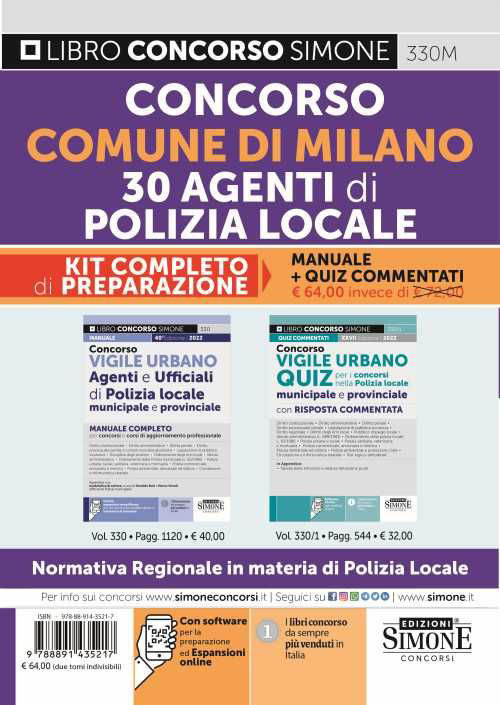 Libri Concorso Comune Di Milano 30 Agenti Di Polizia Locale. Kit Completo Di Preparazione NUOVO SIGILLATO, EDIZIONE DEL 23/02/2023 SUBITO DISPONIBILE