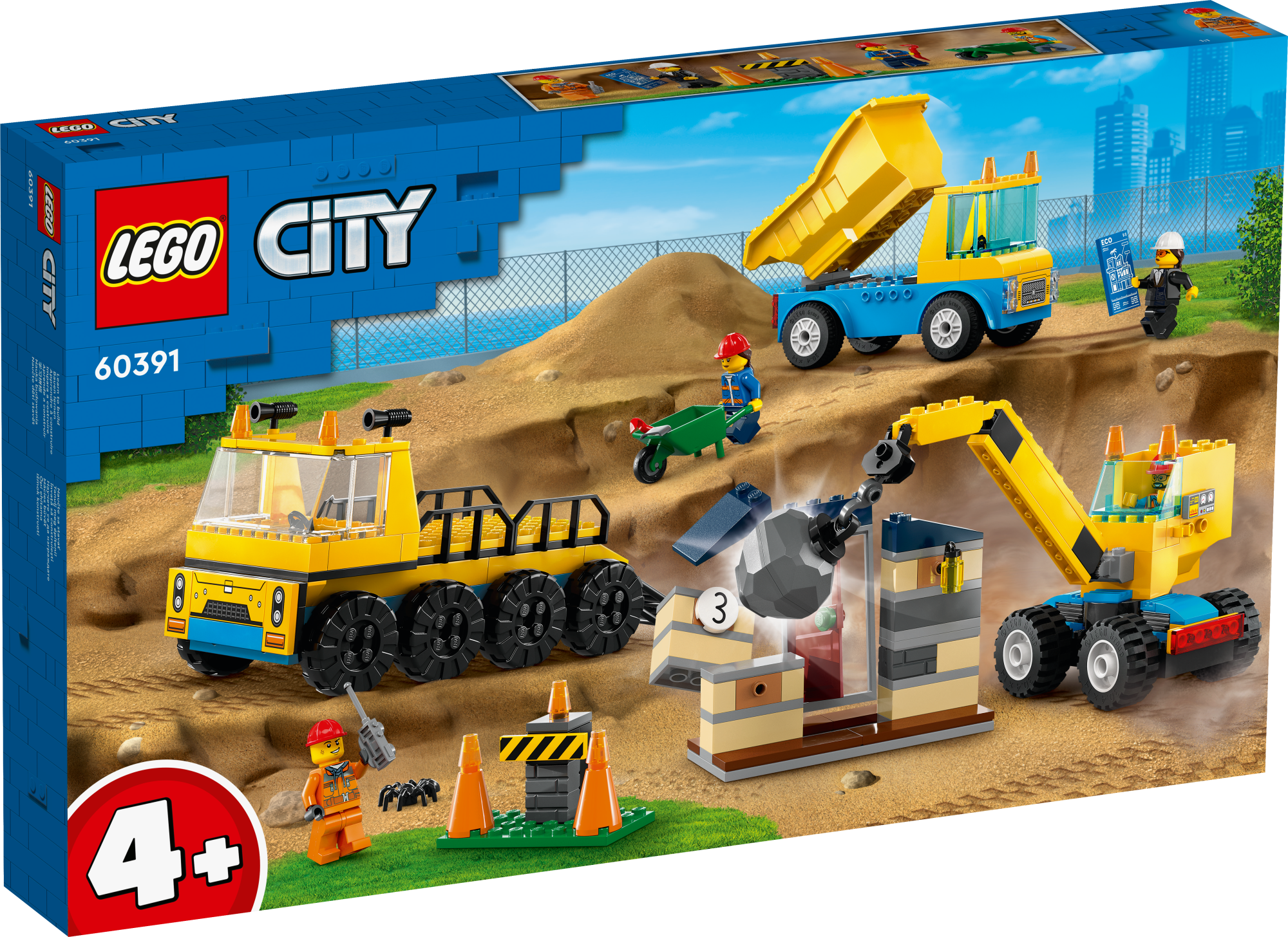 Merchandising Lego: 60391 - City Great Vehicles - Camion Da Cantiere E Gru Con Palla Da Demolizione NUOVO SIGILLATO, EDIZIONE DEL 26/05/2023 SUBITO DISPONIBILE