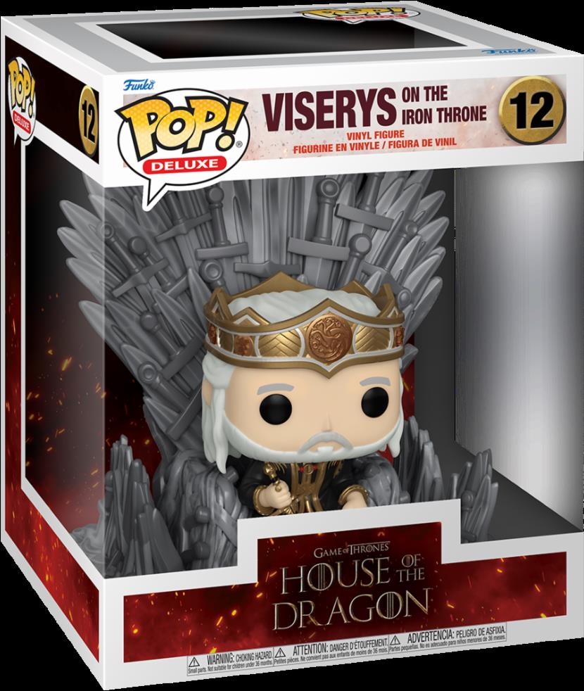 Pop Deluxe: House Of The Dragon - King Viserys Targaryen On Throne- Figura in Vinile da Collezione - Idea Regalo - Merchandising Ufficiale - Giocattoli per Bambini e Adulti - TV Fans