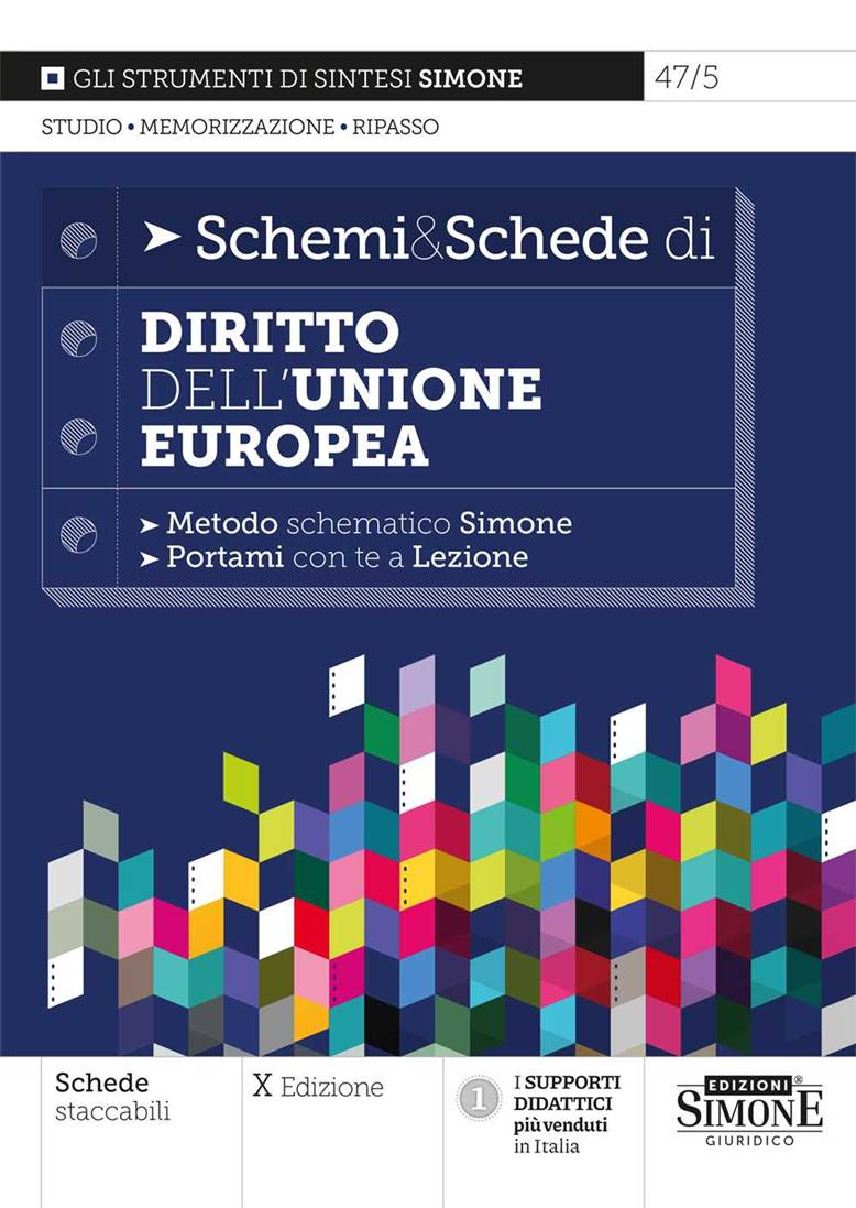 Libri Schemi & Schede Di Diritto Dell'Unione Europea. Metodo Schematico Simone NUOVO SIGILLATO, EDIZIONE DEL 20/03/2023 SUBITO DISPONIBILE