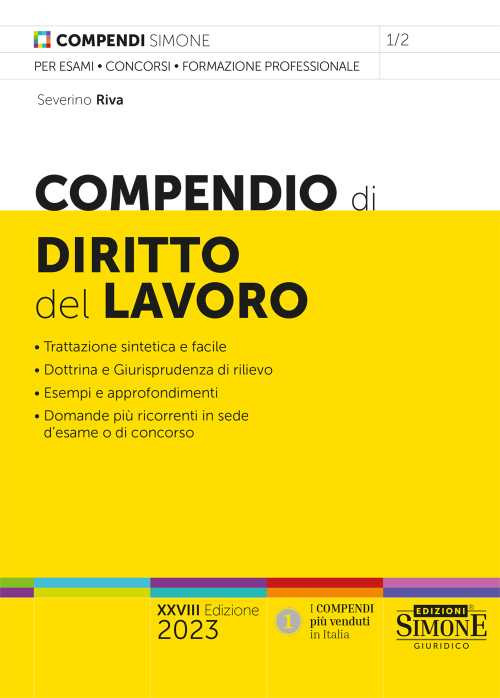 Libri Severino Riva - Compendio Di Diritto Del Lavoro NUOVO SIGILLATO, EDIZIONE DEL 11/04/2023 SUBITO DISPONIBILE