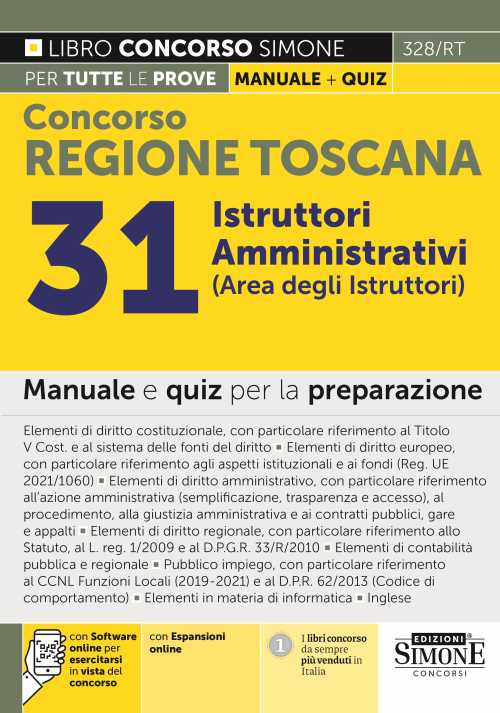Libri Concorso Regione Toscana 31 Istruttori Amministrativi (Area Degli Istruttori). Manuale E Quiz Per La Preparazione. Con Software Di Simulazione NUOVO SIGILLATO, EDIZIONE DEL 13/06/2023 SUBITO DISPONIBILE