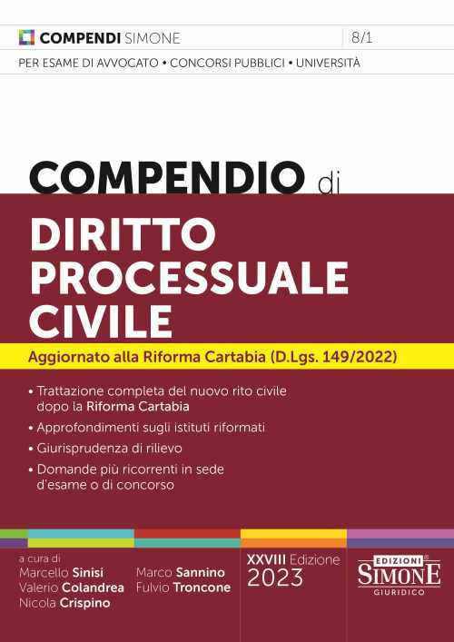 Libri Compendio Di Diritto Processuale Civile NUOVO SIGILLATO, EDIZIONE DEL 14/06/2023 SUBITO DISPONIBILE