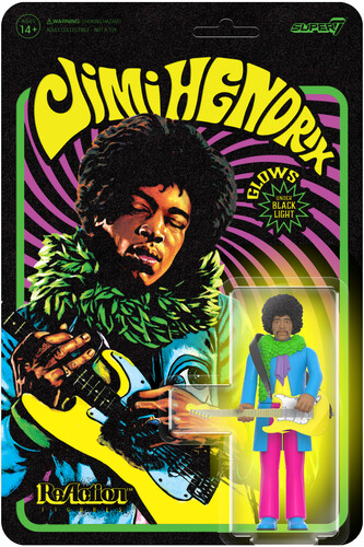 Merchandising Jimi Hendrix: Super7 - Reaction Figure Wave 1 - Blacklight [Experienced] NUOVO SIGILLATO, EDIZIONE DEL 02/10/2023 SUBITO DISPONIBILE