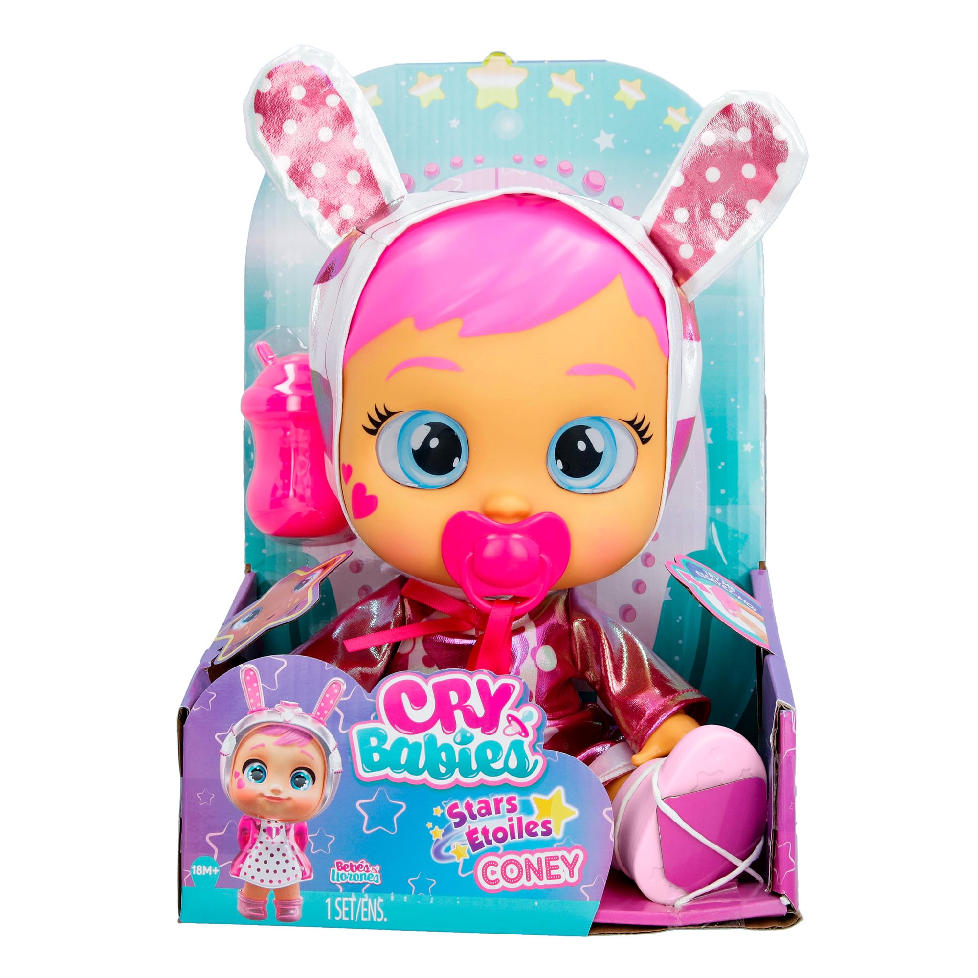 Cry Babies Stars Coney Interattiva Bambola che Piange Lacrime Vere con Vestiti da Indossare e Accessori Giocattolo Bambine e Bambini dai 18 Mesi in Su