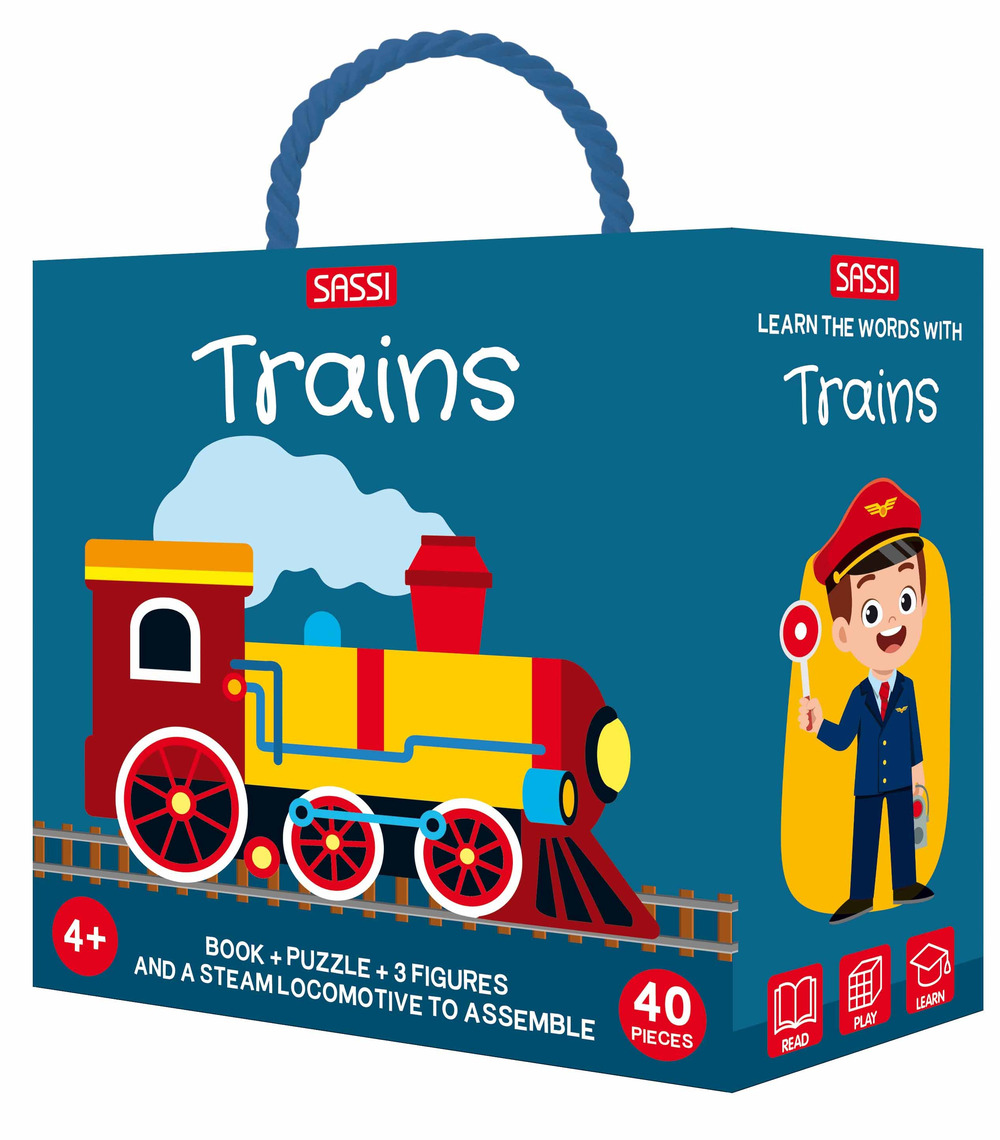Libri Matteo Gaule - Trains. Q-Box. Ediz. A Colori. Con 3 Figures. Con Puzzle. Con Steamlocomotive To Assemble NUOVO SIGILLATO EDIZIONE DEL SUBITO DISPONIBILE