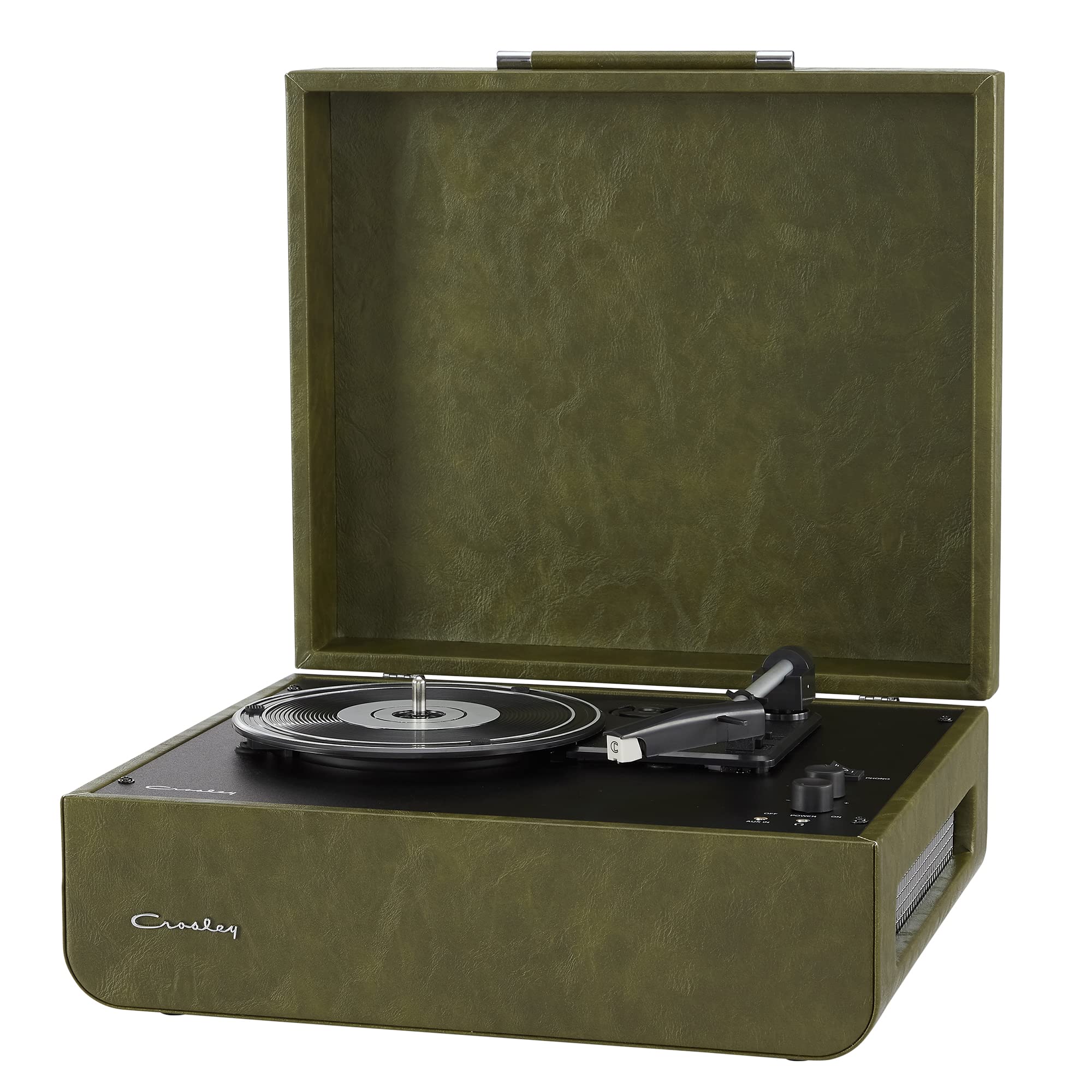 Mercury Giradischi Vinili con Bluetooth RCA e Altoparlanti Stereo - Vintage Design Lettore di Dischi a 3 Velocità - Per 7 10 e 12 - Portatile con Custodia Integrata Verde