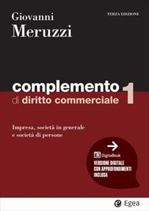 Libri Giovanni Meruzzi - Complemento Di Diritto Commerciale Vol 01 NUOVO SIGILLATO, EDIZIONE DEL 13/10/2023 SUBITO DISPONIBILE