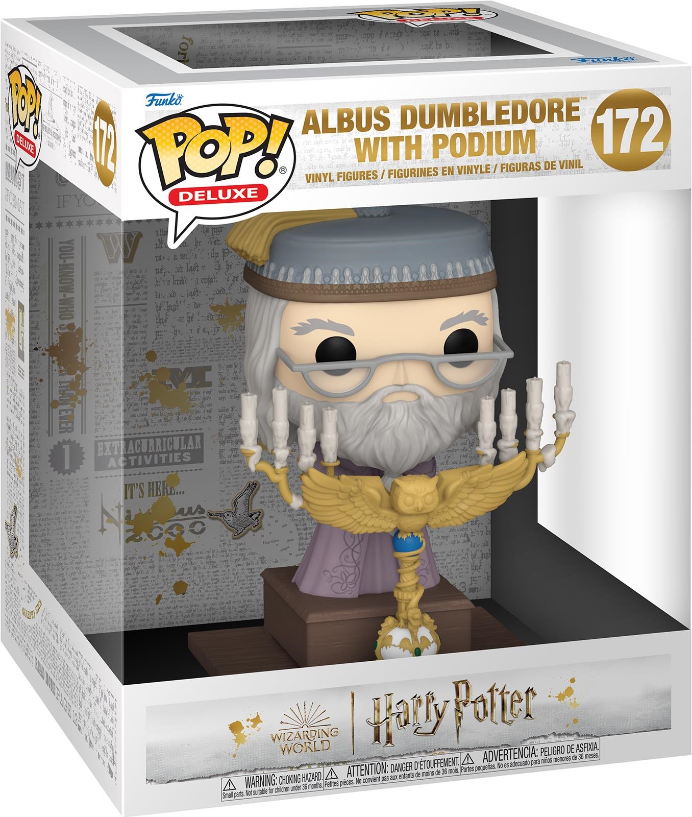 POP Deluxe: Harry Potter Prisoner Of Azkaban - Albus Dumbledore With Podium - Silente - Figura in Vinile da Collezione - Idea Regalo - Merchandising Ufficiale - Movies Fans