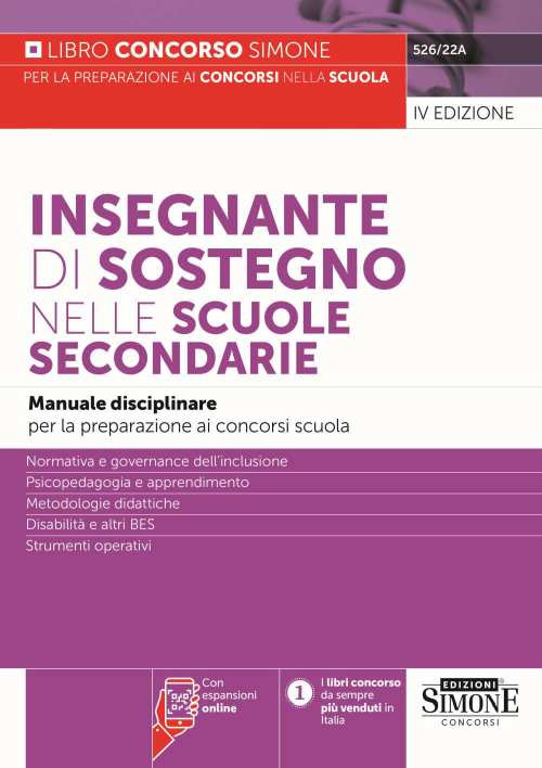 Libri Insegnante Di Sostegno Nelle Scuole Secondarie. Manuale Disciplinare Per La Preparazione Ai Concorsi Scuola. Normativa E Governance Dell'inclusione. P NUOVO SIGILLATO, EDIZIONE DEL 31/10/2023 SUBITO DISPONIBILE