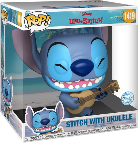 POP Jumbo: Stitch - With Ukele - Lilo And - Figura in Vinile da Collezione - Idea Regalo - Merchandising Ufficiale - Giocattoli per Bambini e Adulti - Movies Fans