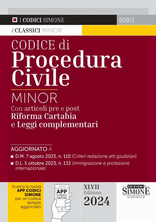 Libri Codice Di Procedura Civile. Ediz. Minor. Con App NUOVO SIGILLATO, EDIZIONE DEL 22/11/2023 SUBITO DISPONIBILE