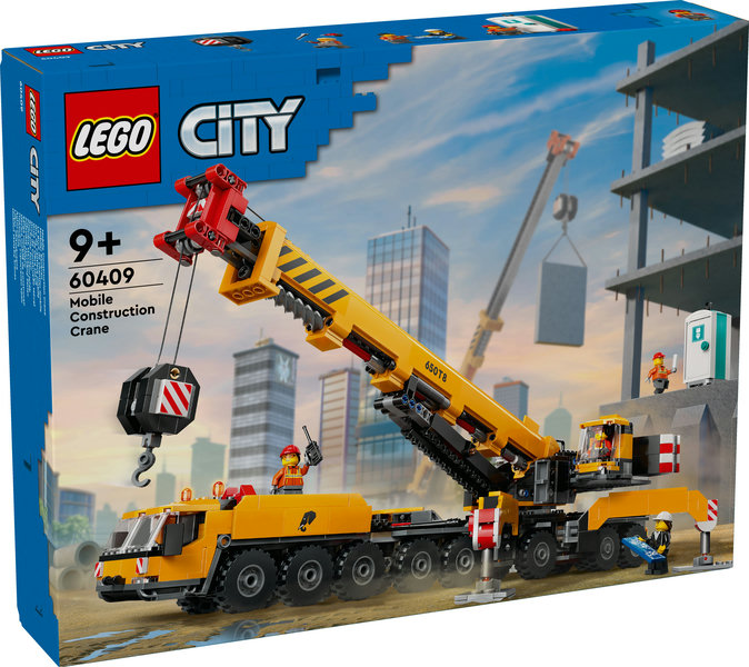 City Gru da Cantiere Mobile Giochi Creativi per Bambini e Bambine da 9 Anni con Veicolo Giocattolo da con Funzioni Realistiche e 4 Minifigure Idea Regalo Divertente 60409 giallo