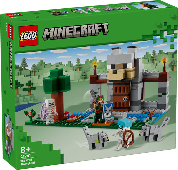Minecraft Il Castello del Lupo Giocattolo da Costruire con il Personaggio del Domatore 2 Animali e 2 Scheletri con Armi Giochi di Ruolo per Bambini e Bambine da 8 Anni in su Idea Regalo 21261