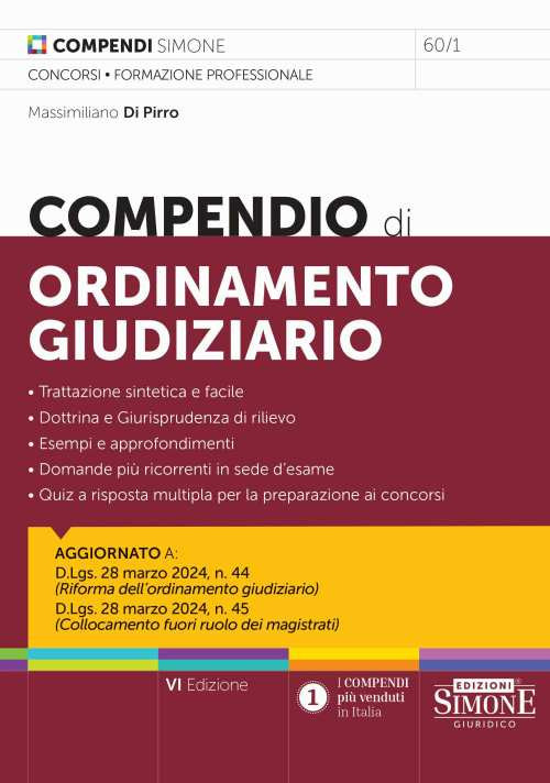 Libri Di Pirro Massimiliano - Compendio Di Ordinamento Giudiziario NUOVO SIGILLATO EDIZIONE DEL SUBITO DISPONIBILE
